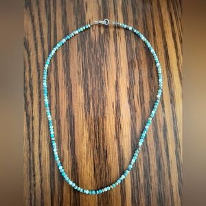 Necklace Hubei Turquoise And Mother Of Pearl Natural Tiny Beads 18" long 3mm